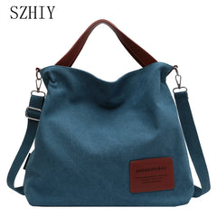Large Capacity Canvas Bag Women Fashionable Pocket Shoulder Bags for Girls