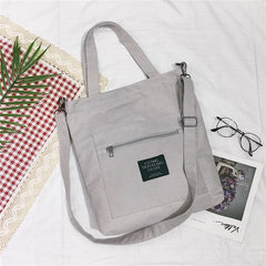 Canvas Shopping Bag Large Capacity Casual Tote Zipper Handbags for Women