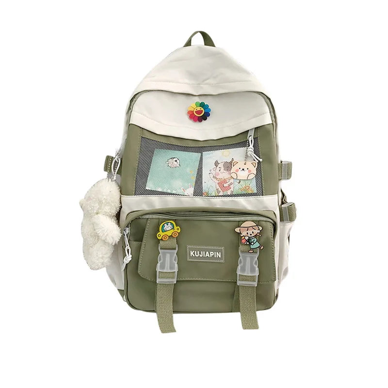 Large Capacity Canvas Female Schoolbag College Lady Laptop Backpacks