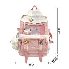 Large Capacity Canvas Female Schoolbag College Lady Laptop Backpacks