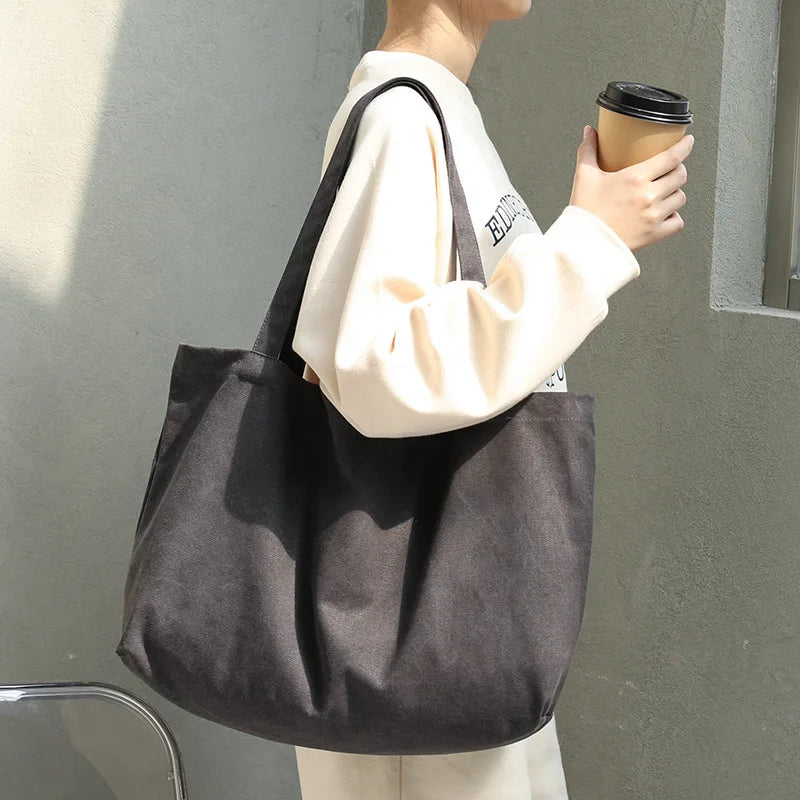 Large Capacity Canvas Totes Travel Purse Shoulder Bag For Lady Top-handle Bag