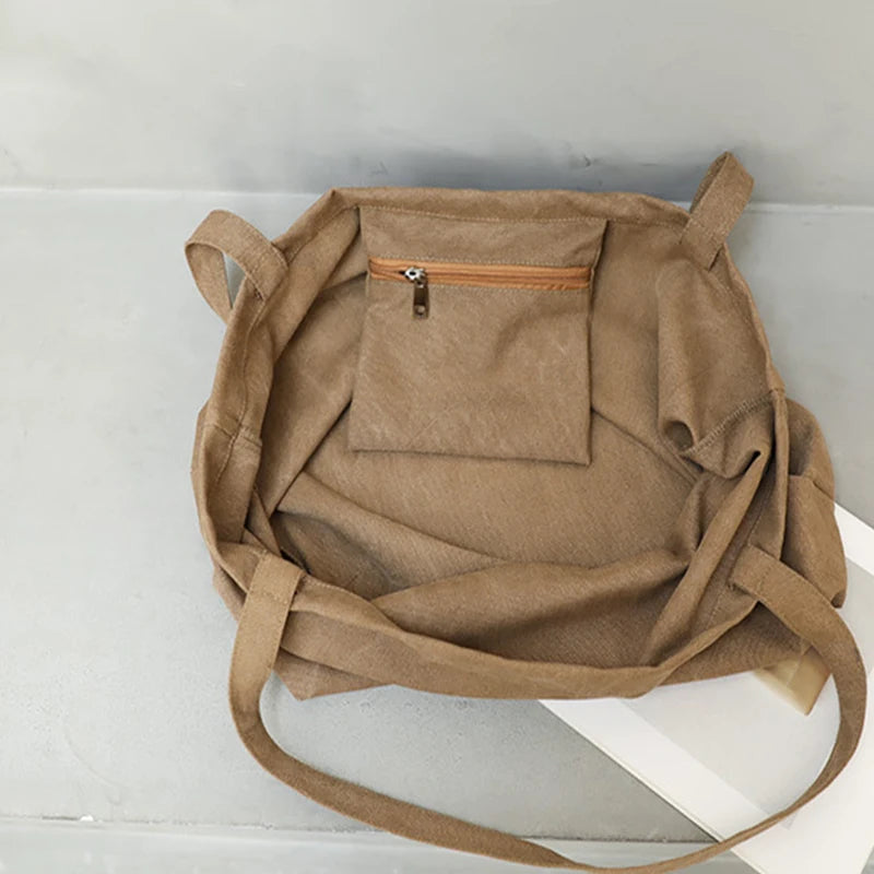 Large Capacity Canvas Totes Travel Purse Shoulder Bag For Lady Top-handle Bag