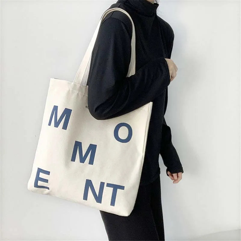 Canvas Hand Bag For Women Shopping Letter Pattern Female Shoulder