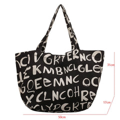 Canvas Shoulder Bag Letter Print Women Handbags Eco-Friendly Shopping Bag