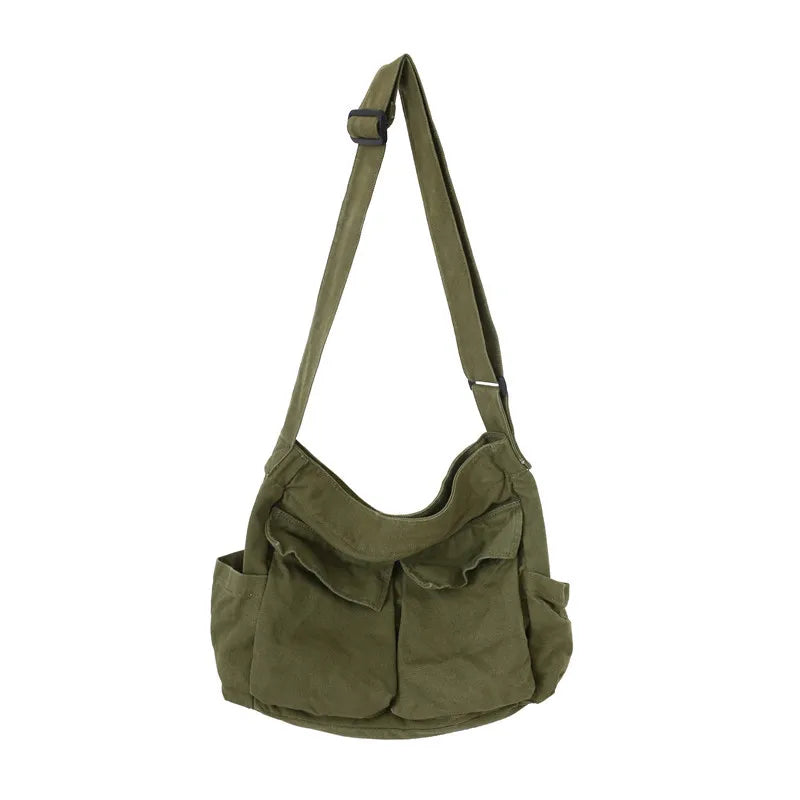 Canvas Shoulder Bag Soft Denim Travel Bag Women