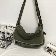 Large Capacity Canvas Shoulder Bags Solid Soft Denim Leisure Or Travel Bag