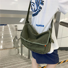 Large Capacity Canvas Shoulder Bags Solid Soft Denim Leisure Or Travel Bag