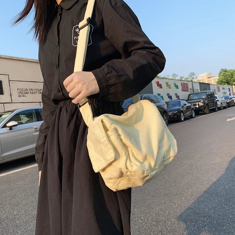 Large Capacity Canvas Shoulder Bags Soft Denim Leisure Travel Bag for Women