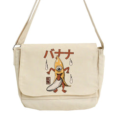 Monster Printed Canvas Shoulder Bag for Women Harajuku Diagonal Crossbody