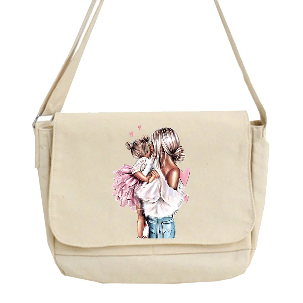 Canvas Shoulder Bag Harajuku Diagonal Crossbody Money Bag Mom Image Printed