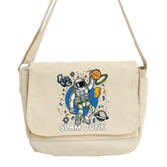 Astronaut Printed Canvas Shoulder Bag for Women