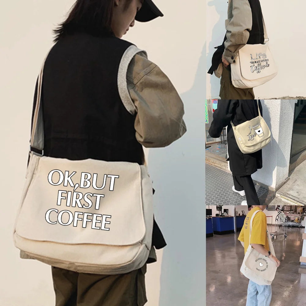 Large Capacity Canvas Shoulder Bag Japanese Harajuku Diagonal Bag