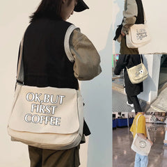 Large Capacity Canvas Shoulder Bag Japanese Harajuku Diagonal Bag