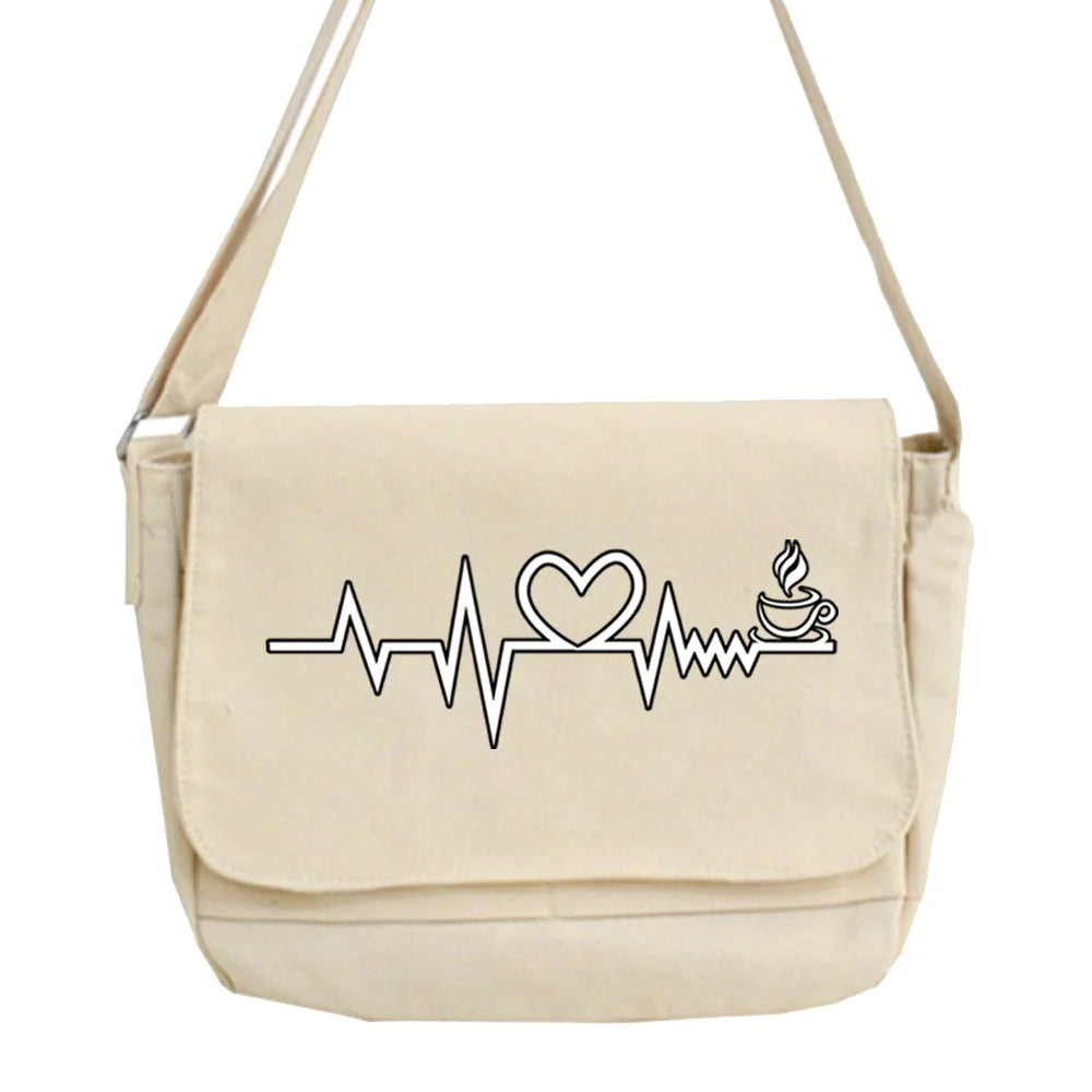 Large Capacity Canvas Shoulder Bag Japanese Harajuku Diagonal Bag