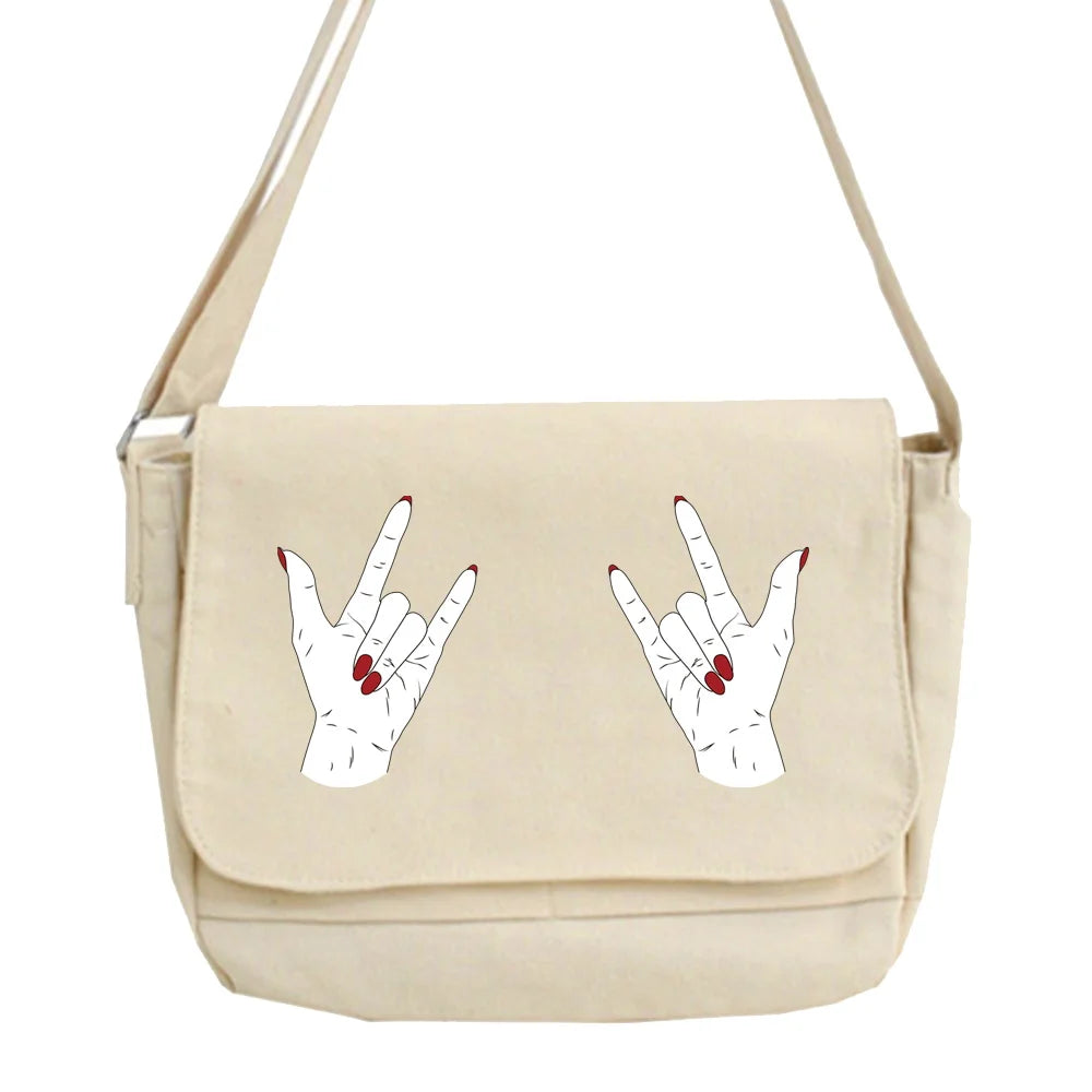 Large Capacity Canvas Shoulder Bags for Women Japanese Harajuku Diagonal Bag