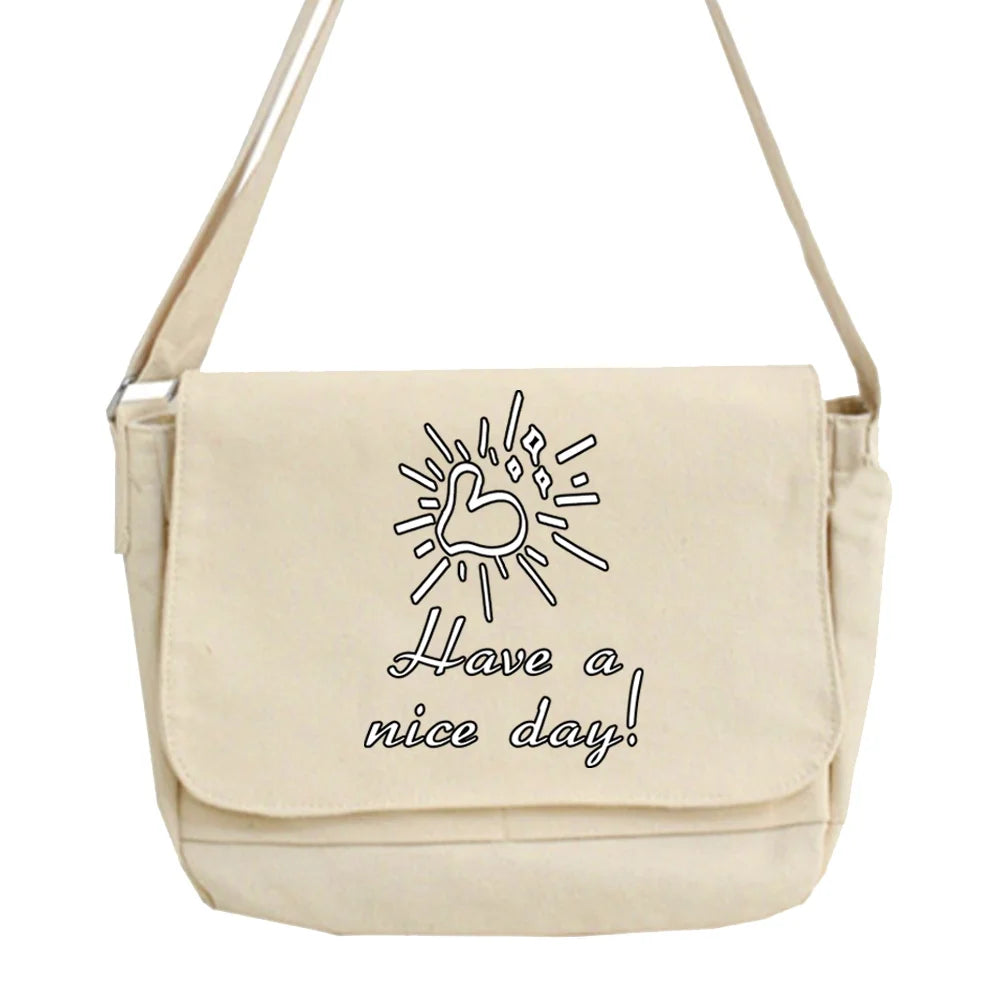 Large Capacity Canvas Shoulder Bag Japanese Harajuku Diagonal Bag