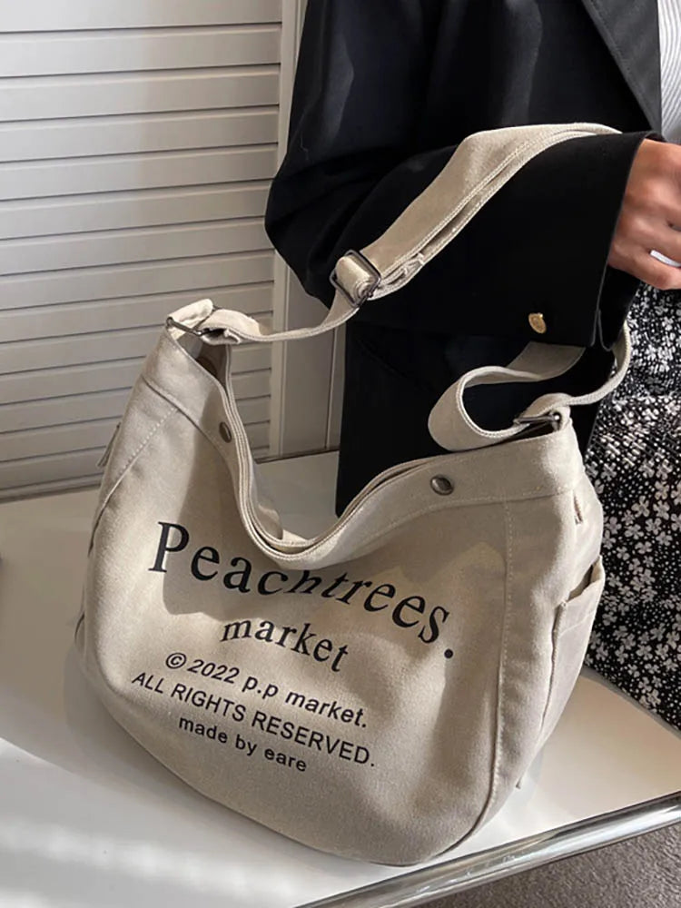 Women's Large Capacity Canvas Tote Bag Shoulder Crossbody Shopper Handbags