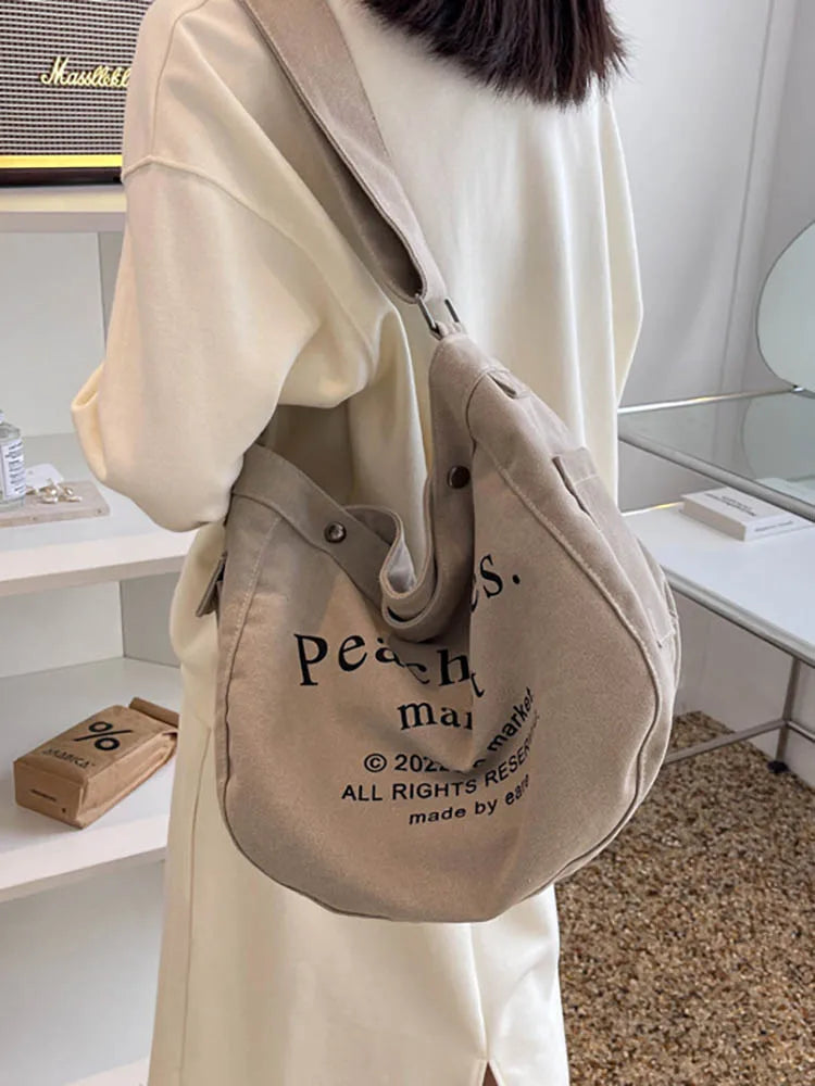 Women's Large Capacity Canvas Tote Bag Shoulder Crossbody Shopper Handbags
