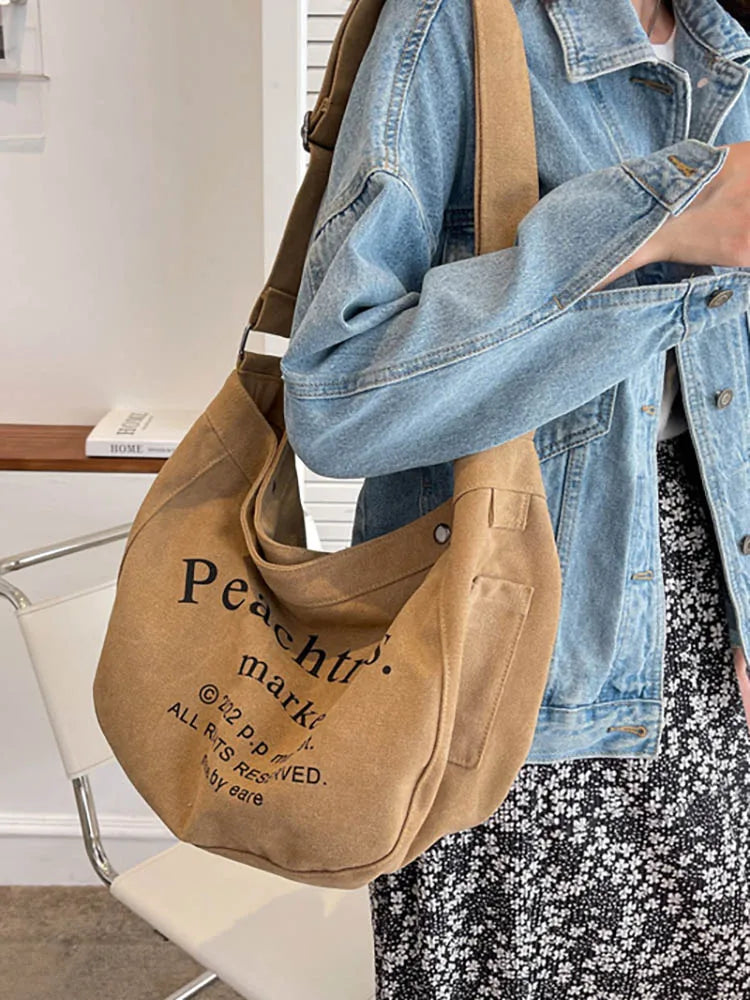 Women's Large Capacity Canvas Tote Bag Shoulder Crossbody Shopper Handbags