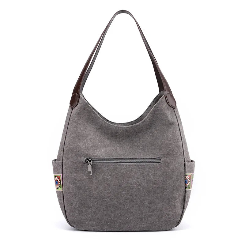 Canvas Tote Shoulder Bag Embroidery Crossbody Women Handbag Shopper Bag
