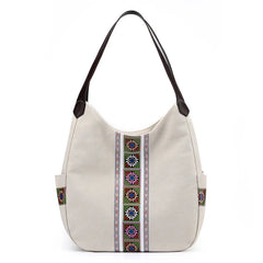 Canvas Tote Shoulder Bag Embroidery Crossbody Women Handbag Shopper Bag