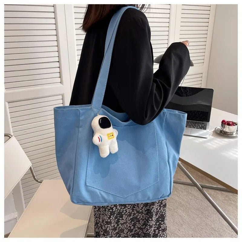 Large Capacity Canvas Women's Shoulder Bag Travel Totes Purse