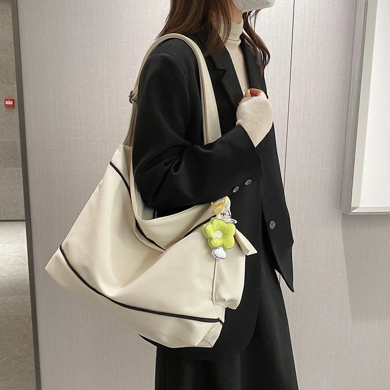 Large Capacity Canvas Women's Shoulder Bag for Travel Shopping Casual Totes