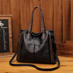 Vintage PU Leather Crossbody Bag Large Capacity Casual Tote Bag for Women