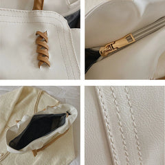 Large Capacity Women's Casual Tote Zipper Shoulder Bag High Business Style