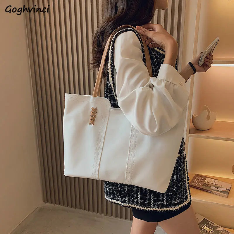 Large Capacity Women's Casual Tote Zipper Shoulder Bag High Business Style