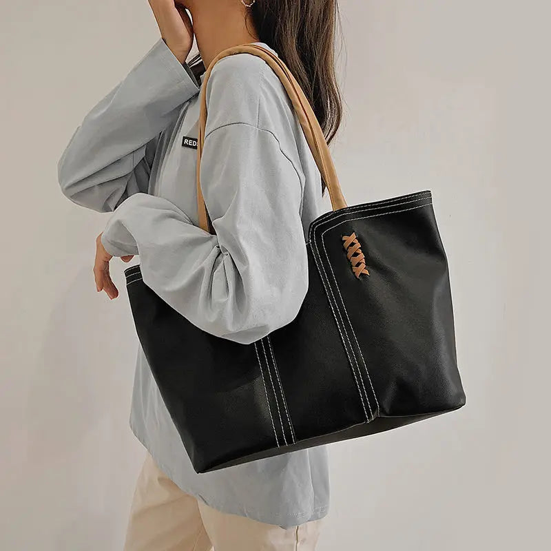 Large Capacity Women's Casual Tote Zipper Shoulder Bag High Business Style