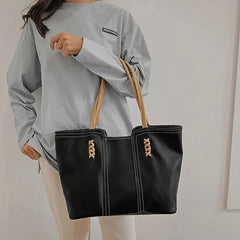 Large Capacity Women's Casual Tote Zipper Shoulder Bag High Business Style