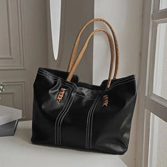 Large Capacity Women's Casual Tote Zipper Shoulder Bag High Business Style