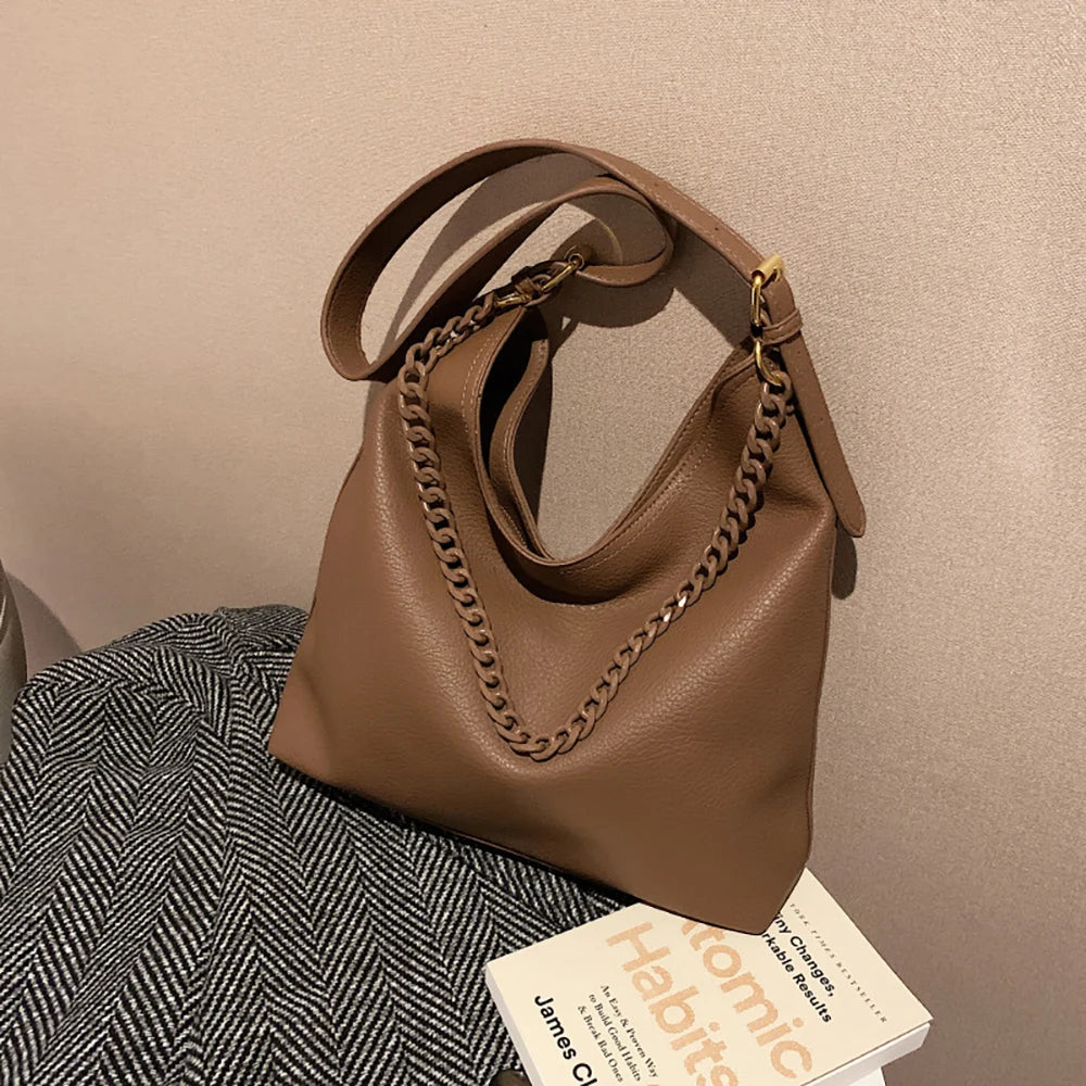 Large Capacity Shoulder Bags for Women High Pu Leather Bucket Tote