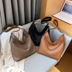 Large Capacity Shoulder Bags for Women High Pu Leather Bucket Tote