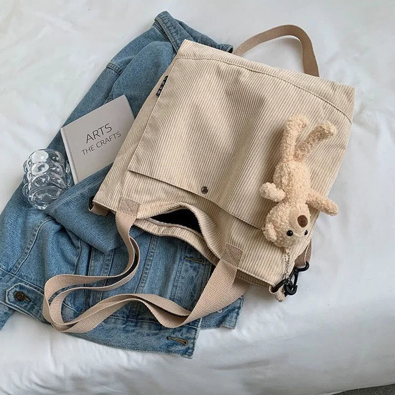 Large Capacity Corduroy Women Shoulder Bags Cross-body Tote Bag