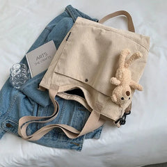 Large Capacity Corduroy Women Shoulder Bags Cross-body Tote Bag