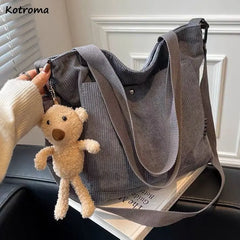 Large Capacity Corduroy Women Shoulder Bags Cross-body Tote Bag