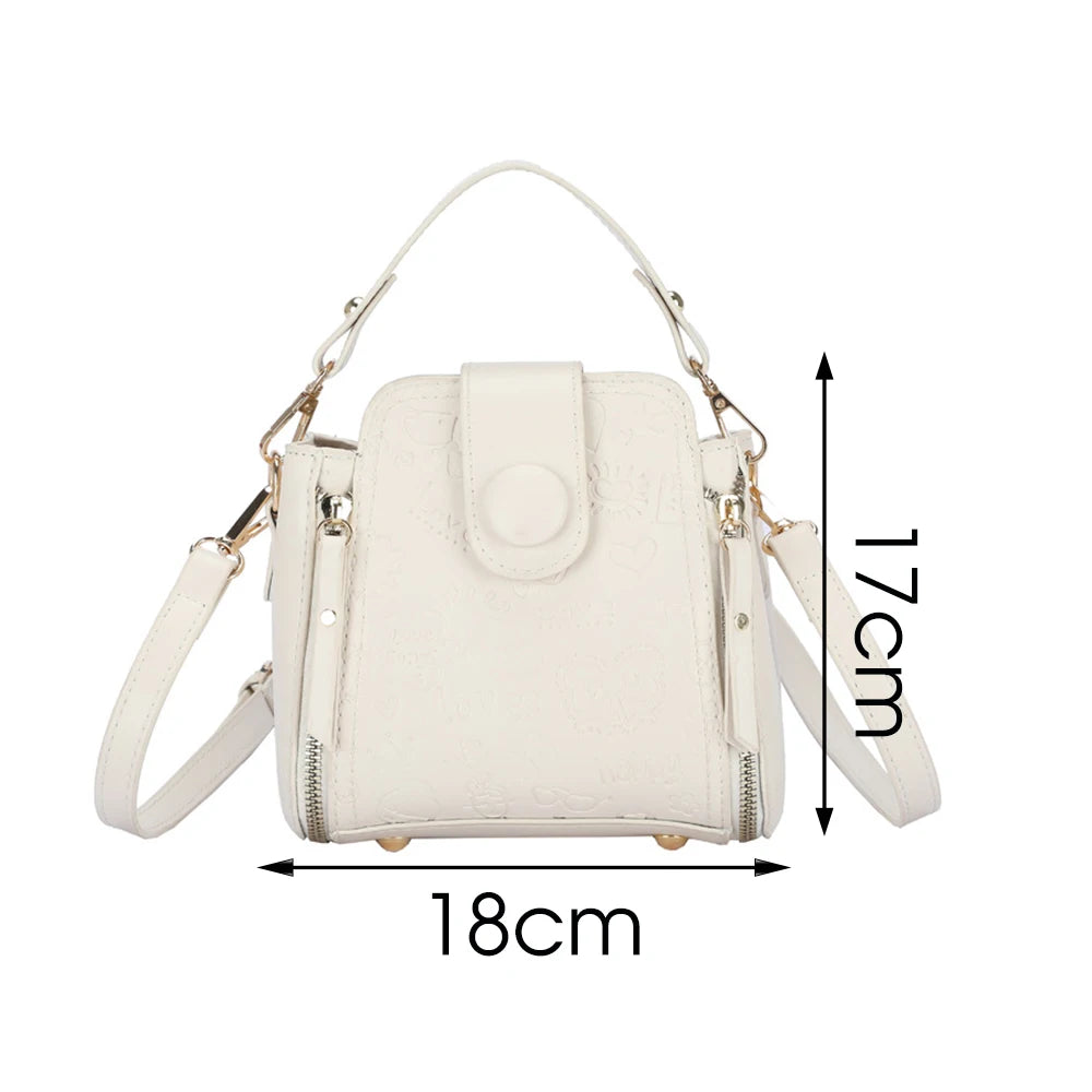 Large Capacity Crossbody Bag Leather Handbags Women Bucket Shoulder Bag