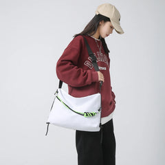 Large Capacity Crossbody Bag with Green Ribbon for Travel Sports