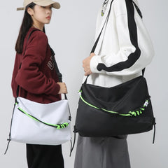 Large Crossbody Bag Green Ribbon Travel Sling Bag
