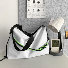 Large Crossbody Bag Green Ribbon Travel Sling Bag