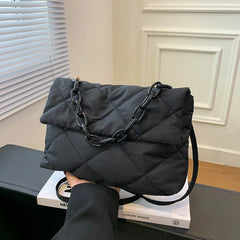 Large Capacity Crossbody Square Bags for Women, Quilted Winter Underarm Bags