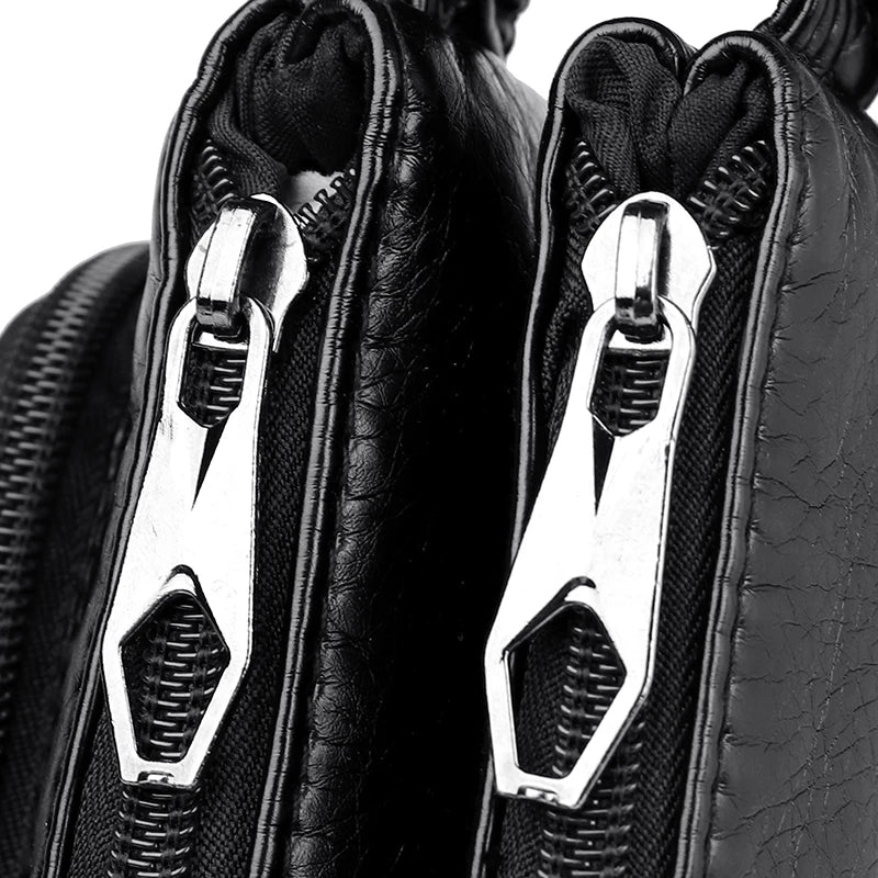 Double Pocket Crossbody Bag Women Shoulder Bags Leather Handbags
