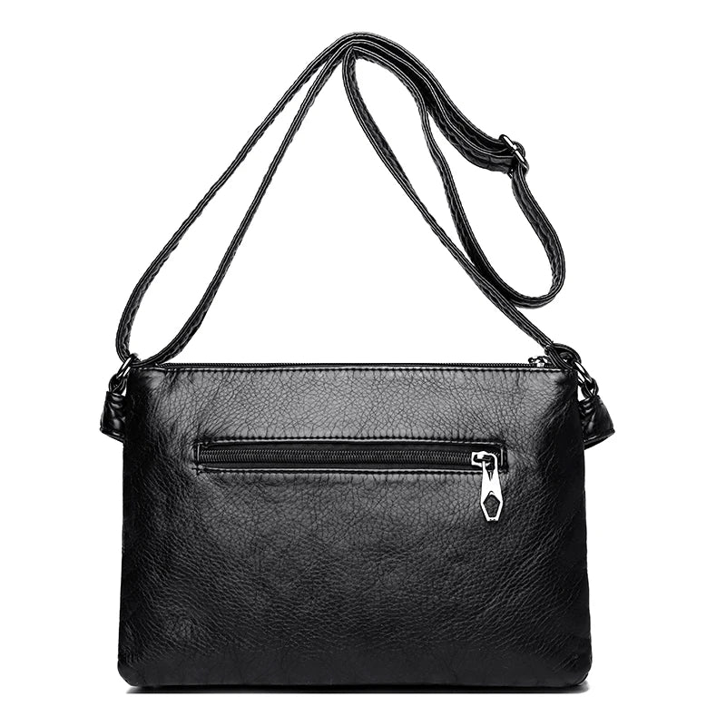 Double Pocket Crossbody Bag Women Shoulder Bags Leather Handbags