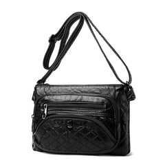 Double Pocket Crossbody Bag Women Shoulder Bags Leather Handbags