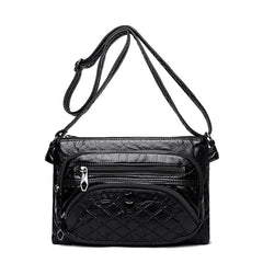 Double Pocket Crossbody Bag Women Shoulder Bags Leather Handbags
