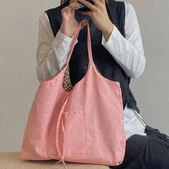 Leopard Pattern Canvas Handbag Women Shoulder Bag Travel Tote
