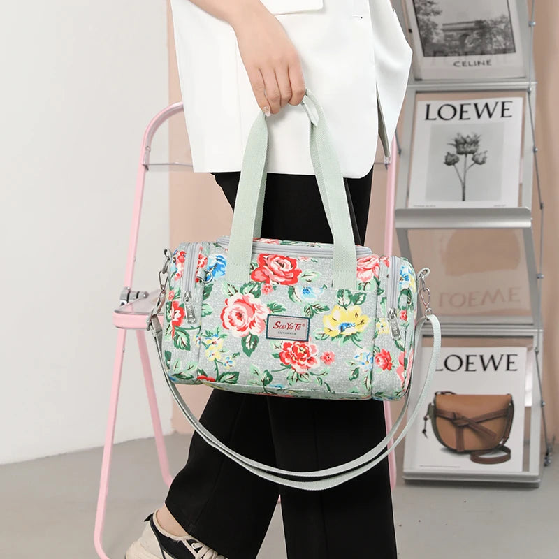 Flower Women Crossbody Bag Nylon Top-Handle Tote
