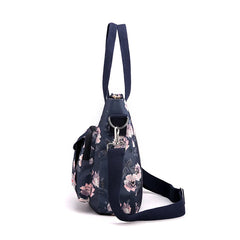 Floral Print Crossbody Bag Nylon Top-Handle Tote Women Handbag